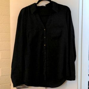 Classic Express Portofino Shirt, Black, Light Material, Button Down, L